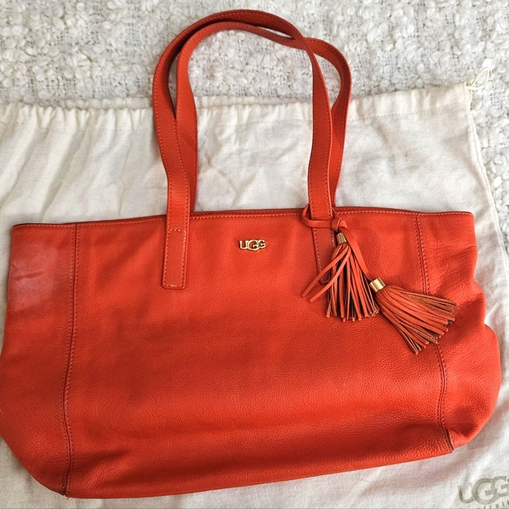 UGG Orange Leather Tote Bag